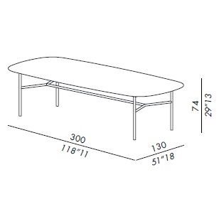 Hubert_ BISCUIT 130300-TP_ 300 x 130 x H 74 cm